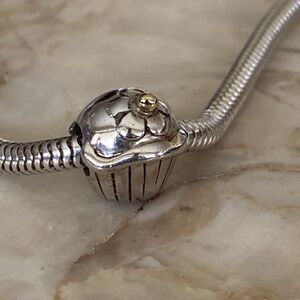 Michael Hill 10K / 925 Sterling Silver Cupcake Charm Bead
